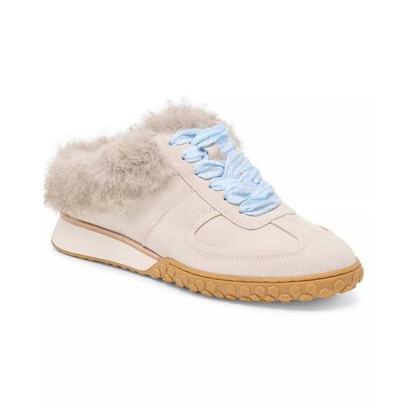 NEW DOLCE VITA women's izzey plush sneakers in light taupe suede